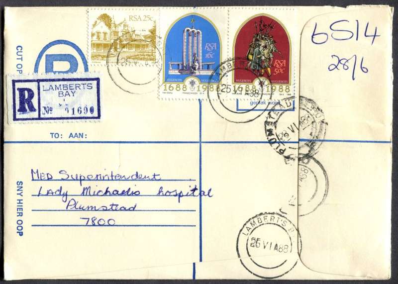 RSA - Cover Registered At Lamberts Bay Post Office