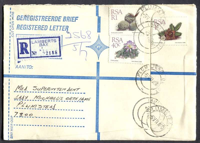 RSA - Cover Registered At Lamberts Bay Post Office