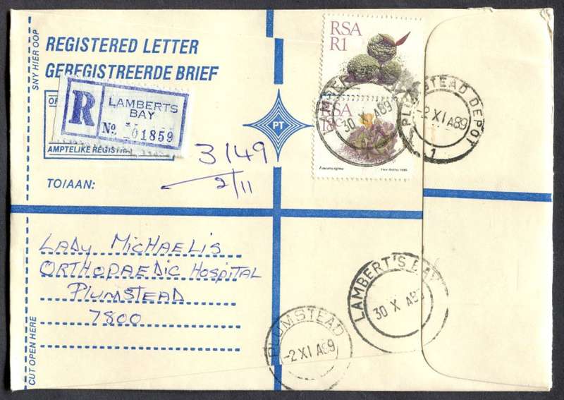 RSA - Cover Registered At Lamberts Bay Post Office
