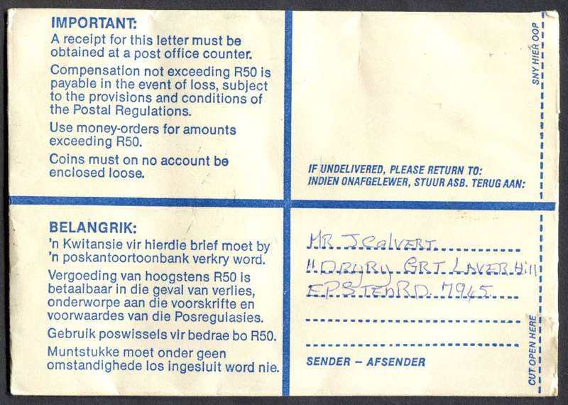 RSA - Cover Registered At Lavender Hill Post Office