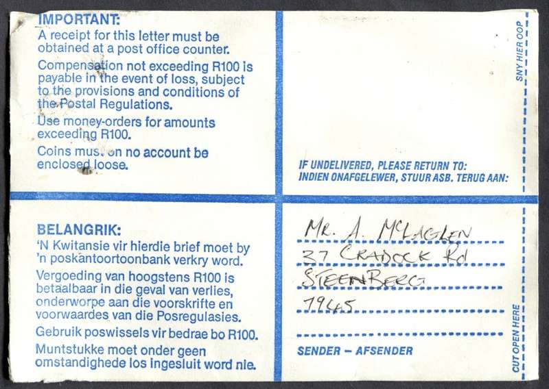 RSA - Cover Registered At Lavender Hill Post Office