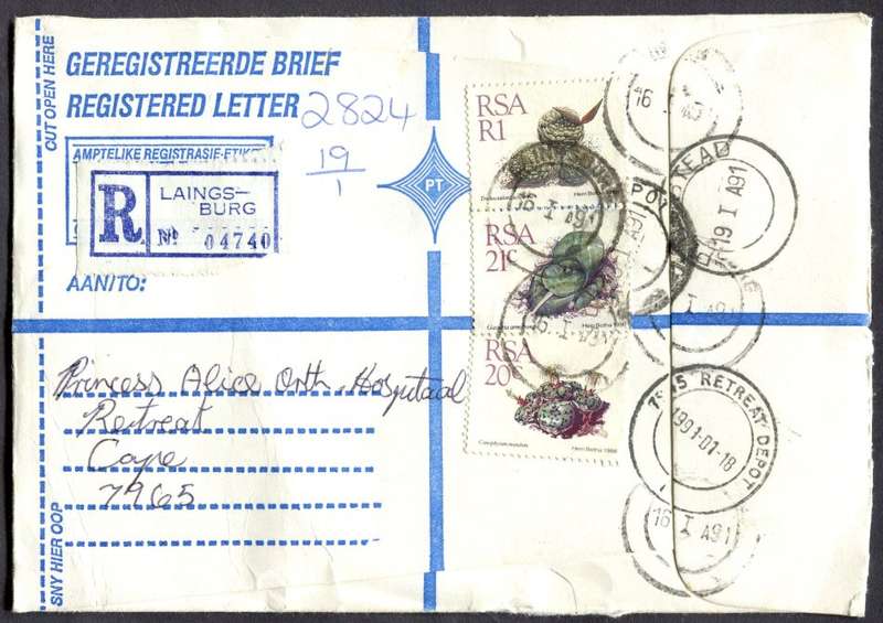 RSA - Cover Registered At Laingsburg Post Office