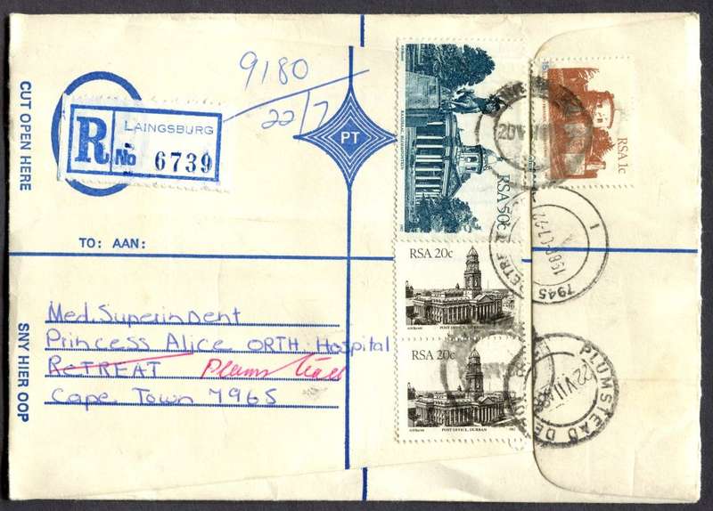 RSA - Cover Registered At Laingsburg Post Office