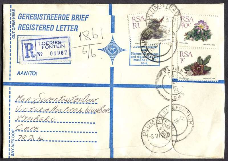 RSA - Cover Registered At Loeriesfontein Post Office
