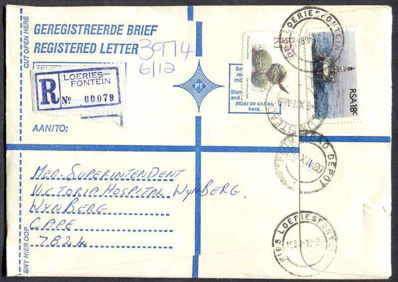 RSA - Cover Registered At Loeriesfontein Post Office