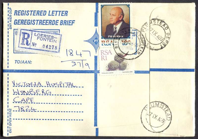 RSA - Cover Registered At Loeriesfontein Post Office