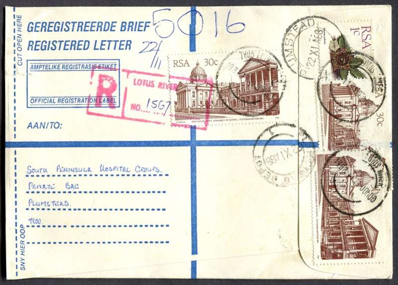 RSA - Cover Registered At Lotus River Post Office