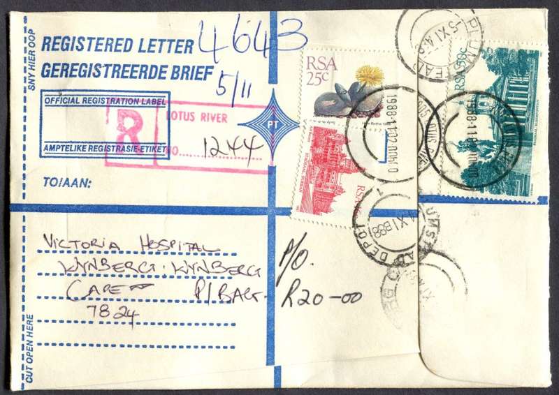 RSA - Cover Registered At Lotus River Post Office