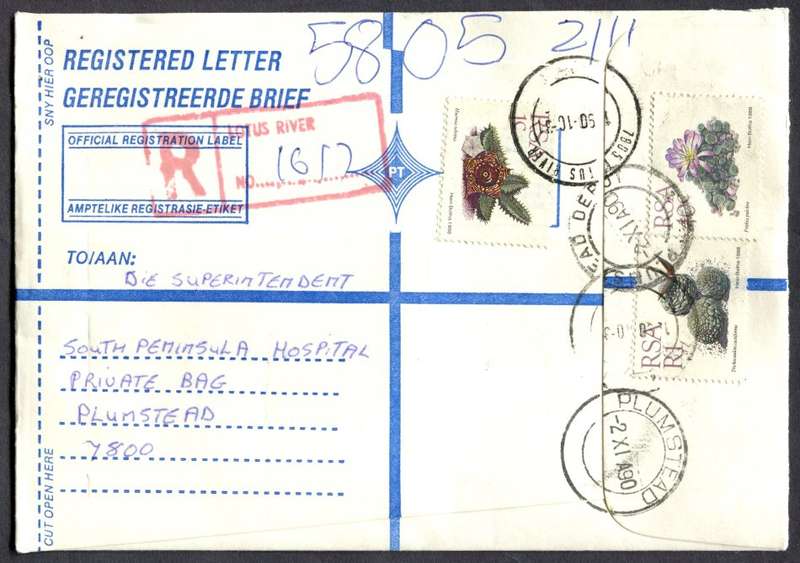 RSA - Cover Registered At Lotus River Post Office