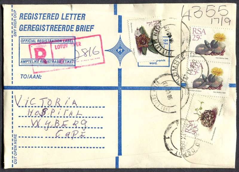 RSA - Cover Registered At Lotus River Post Office