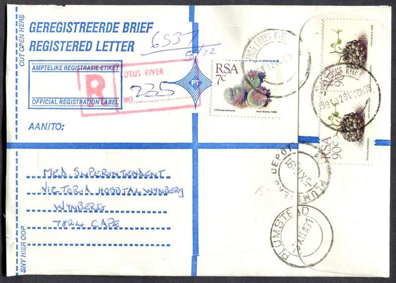 RSA - Cover Registered At Lotus River Post Office