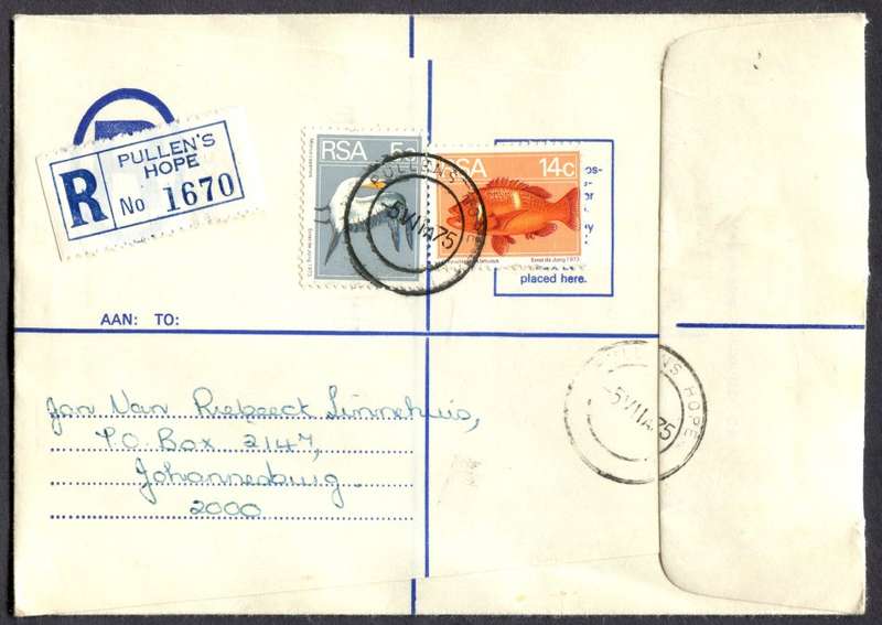 RSA - Cover Registered At Pullen's Hope Post Office