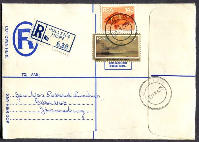 RSA - Cover Registered At Pullen's Hope Post Office