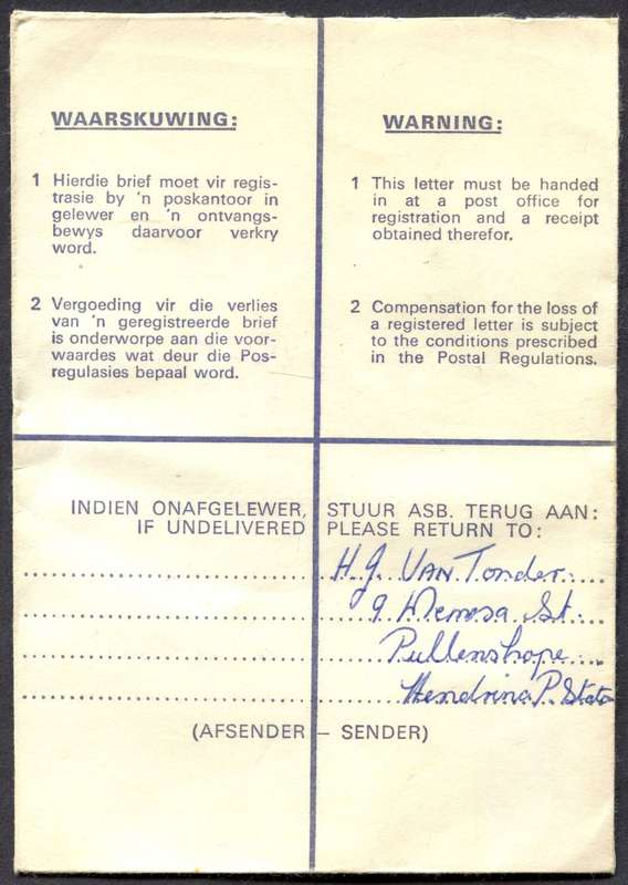 RSA - Cover Registered At Pullen's Hope Post Office