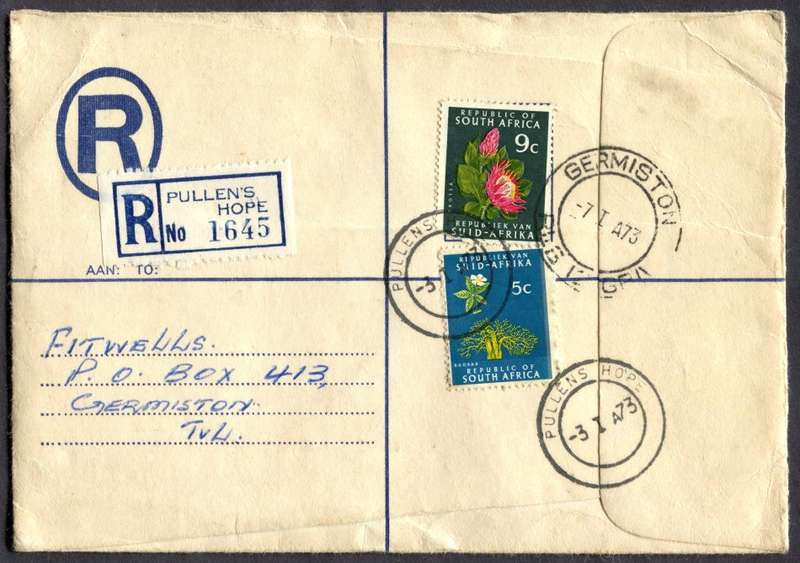 RSA - Cover Registered At Pullen's Hope Post Office