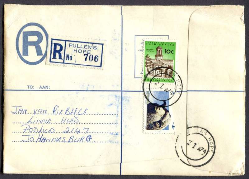 RSA - Cover Registered At Pullen's Hope Post Office
