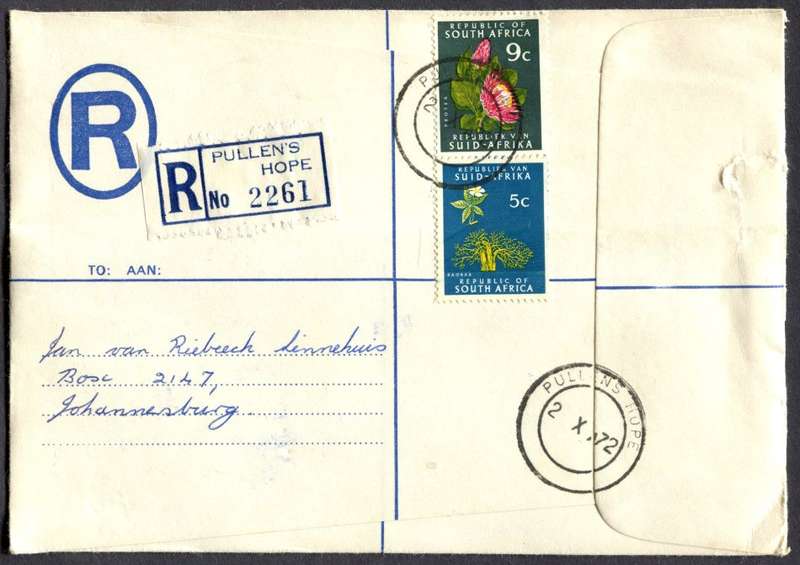 RSA - Cover Registered At Pullen's Hope Post Office