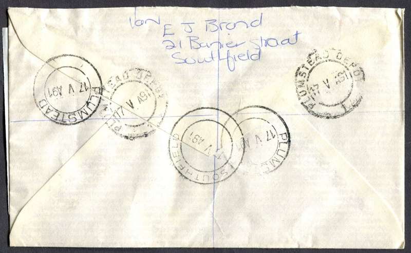 RSA - Cover Registered At Southfield Post Office