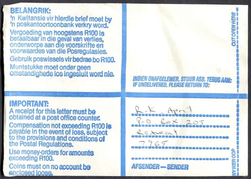 RSA - Cover Registered At Southfield Post Office