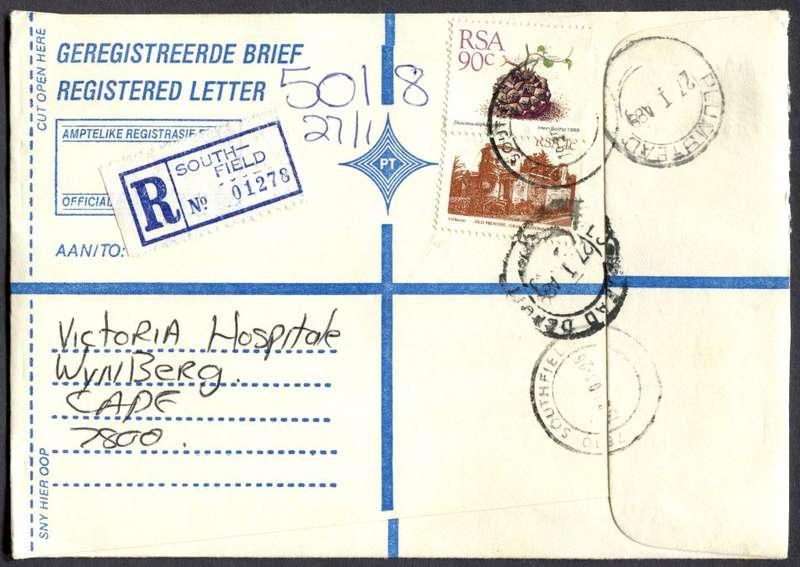 RSA - Cover Registered At Southfield Post Office