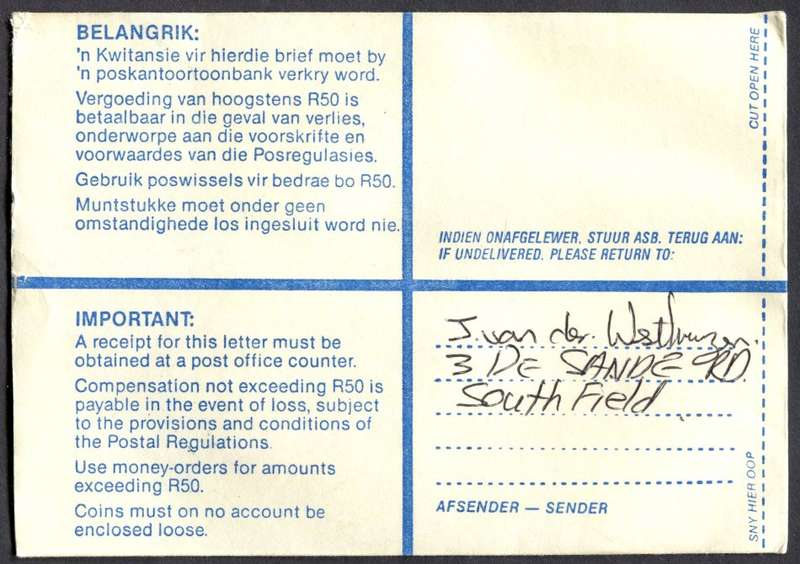 RSA - Cover Registered At Southfield Post Office
