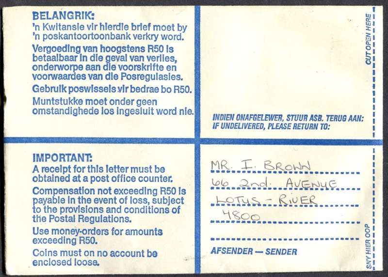 RSA - Cover Registered At Southfield Post Office