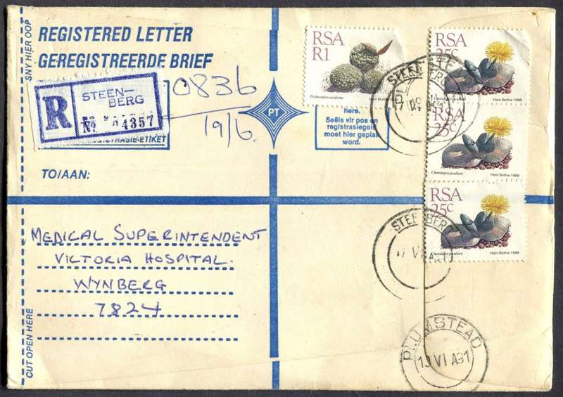 RSA - Cover Registered At Steenberg Post Office