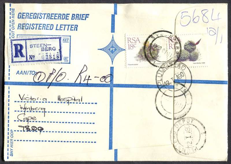 RSA - Cover Registered At Steenberg Post Office