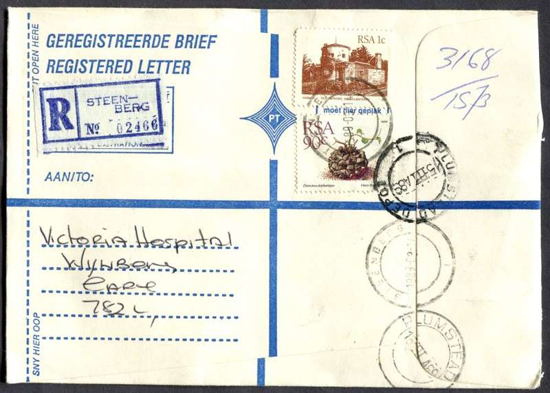 RSA - Cover Registered At Steenberg Post Office