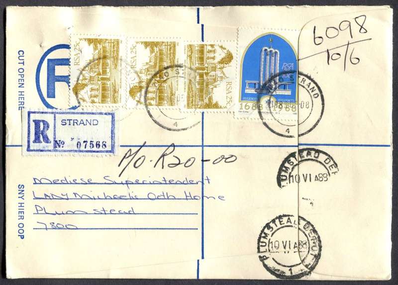 RSA - Cover Registered At Strand Post Office