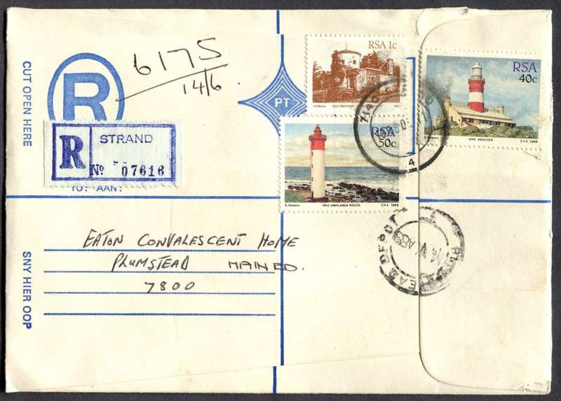 RSA - Cover Registered At Strand Post Office
