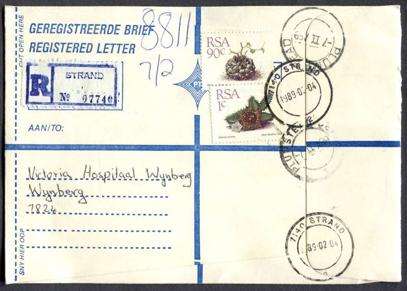 RSA - Cover Registered At Strand Post Office