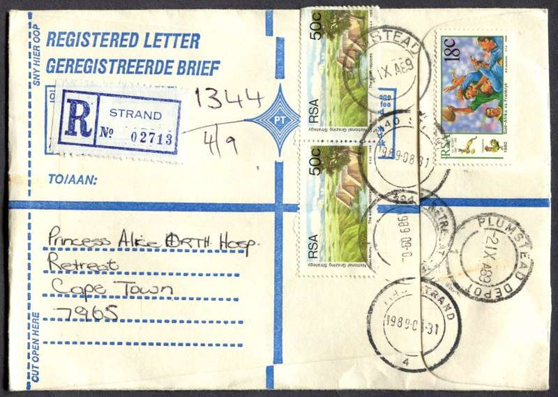 RSA - Cover Registered At Strand Post Office