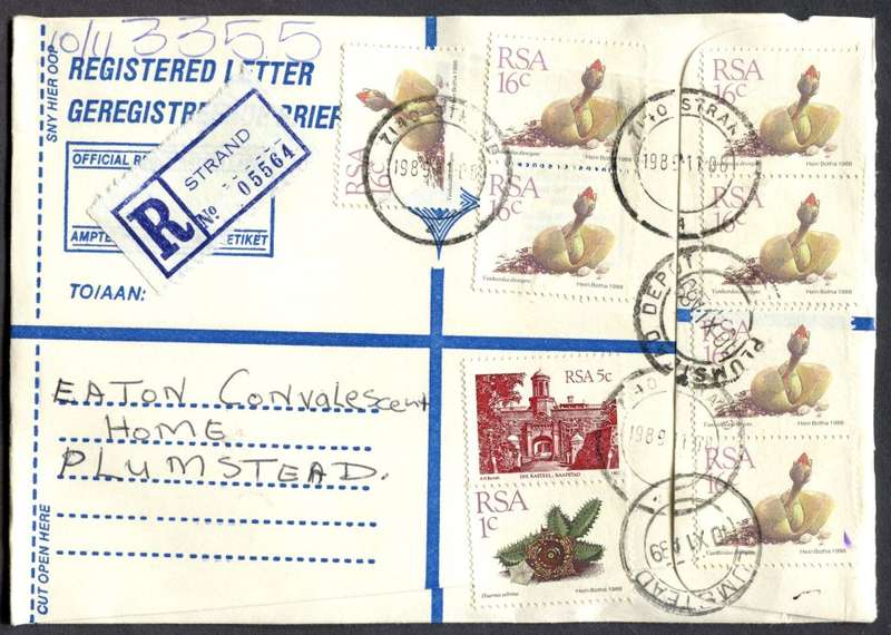 RSA - Cover Registered At Strand Post Office