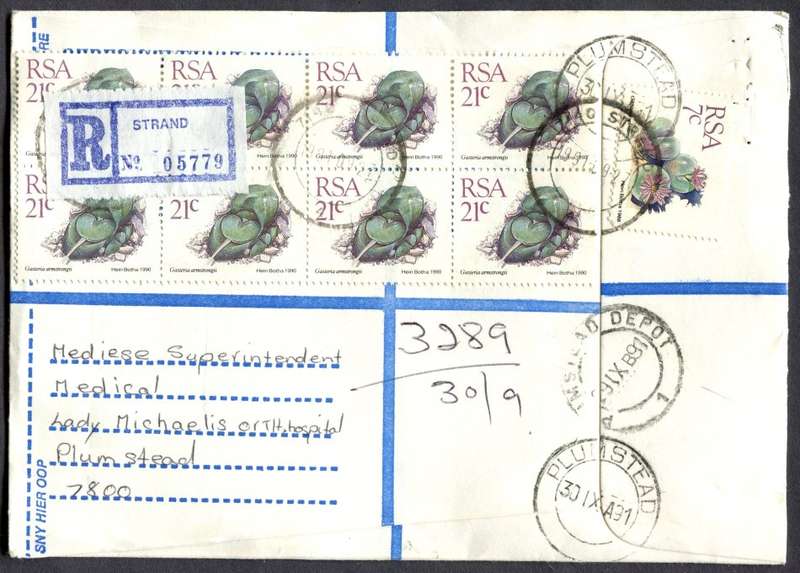 RSA - Cover Registered At Strand Post Office