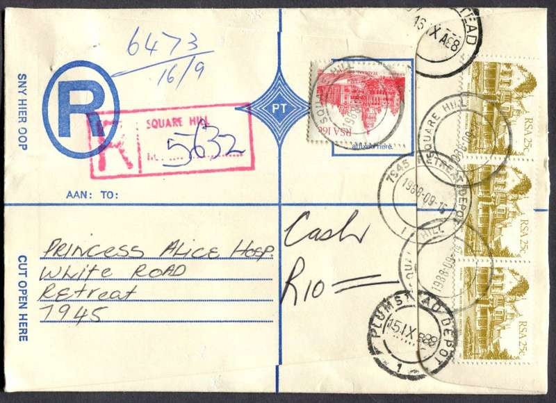 RSA - Cover Registered At Square Hill Post Office