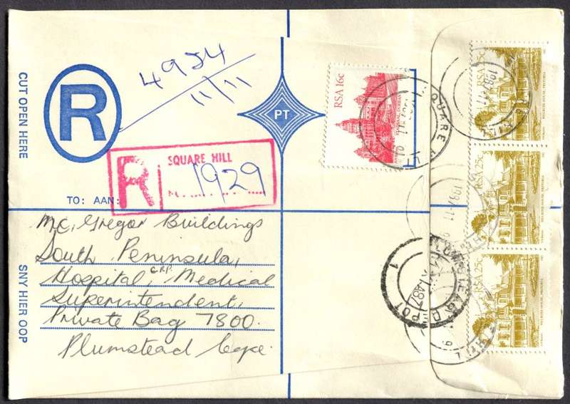 RSA - Cover Registered At Square Hill Post Office