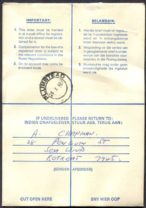 RSA - Cover Registered At Square Hill Post Office