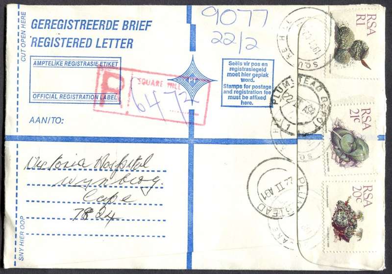 RSA - Cover Registered At Square Hill Post Office