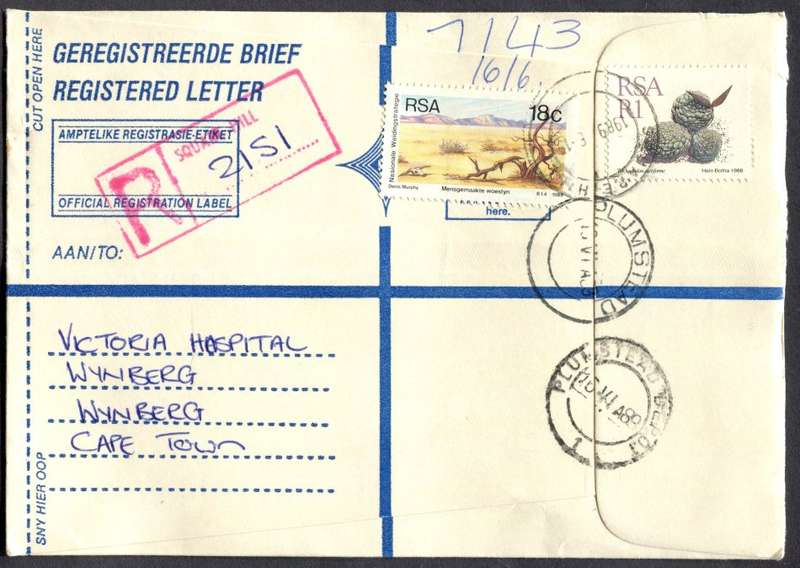 RSA - Cover Registered At Square Hill Post Office