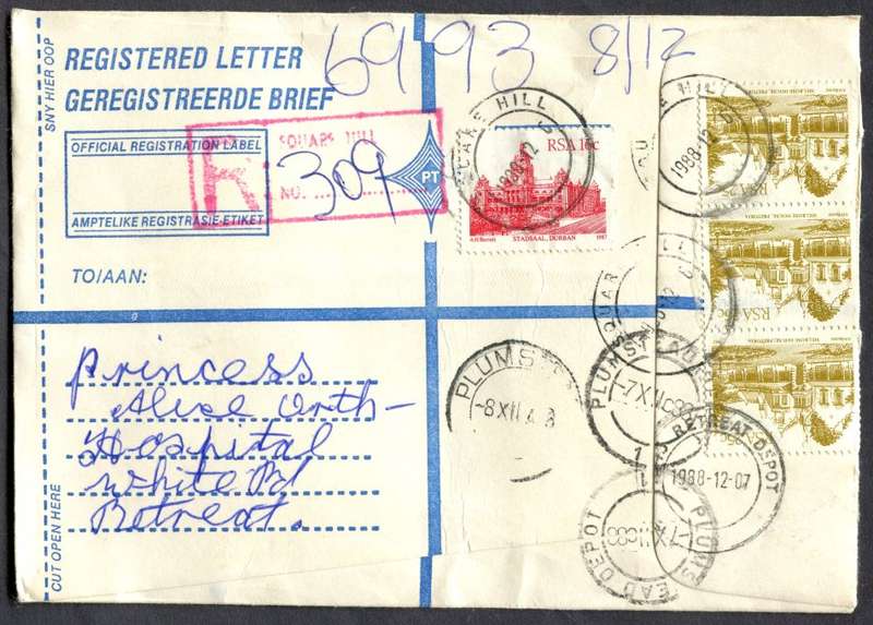 RSA - Cover Registered At Square Hill Post Office