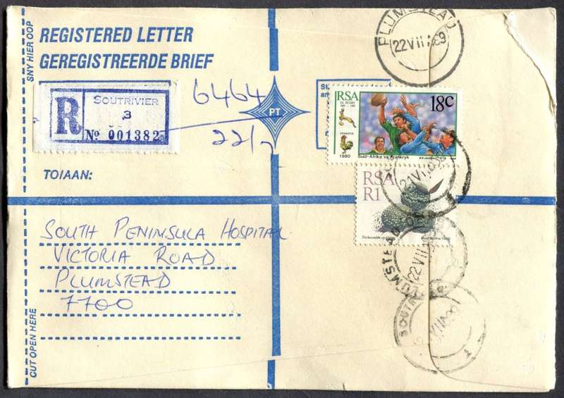 RSA - Cover Registered At Soutrivier Post Office