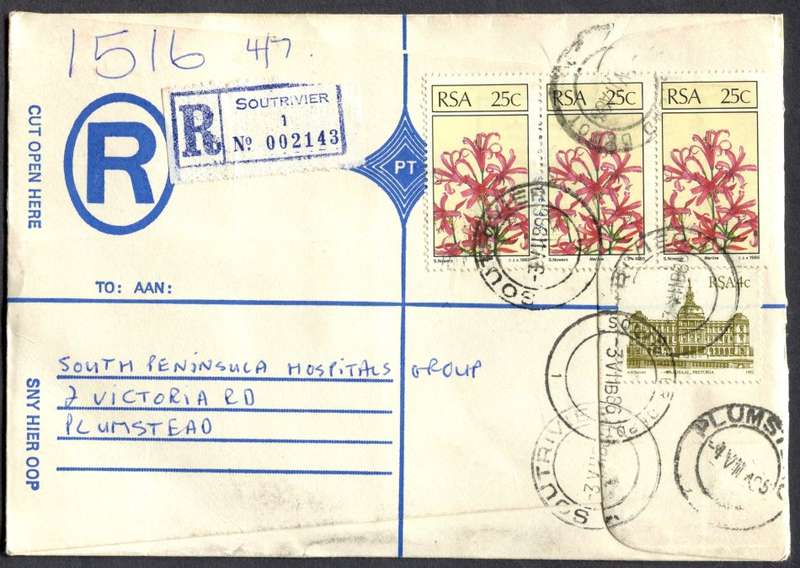 RSA - Cover Registered At Soutrivier Post Office
