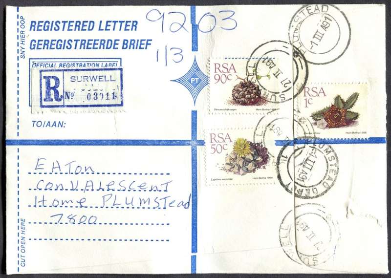 RSA - Cover Registered At Surwell Post Office