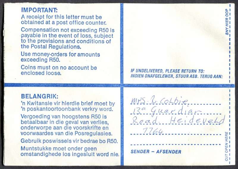 RSA - Cover Registered At Surwell Post Office