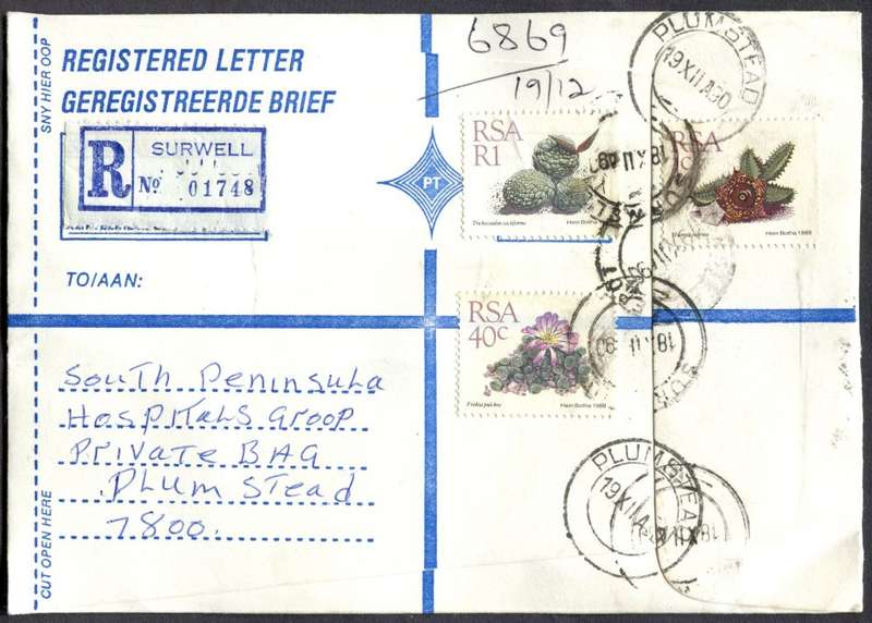 RSA - Cover Registered At Surwell Post Office
