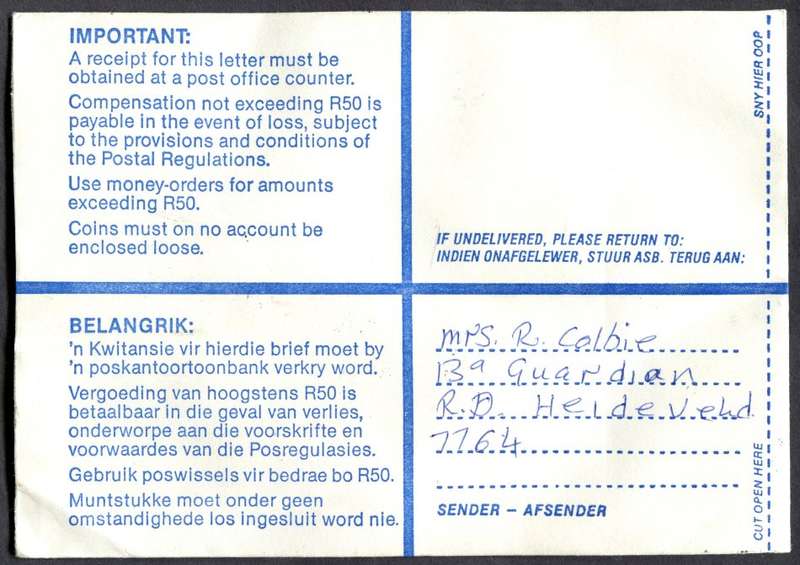 RSA - Cover Registered At Surwell Post Office