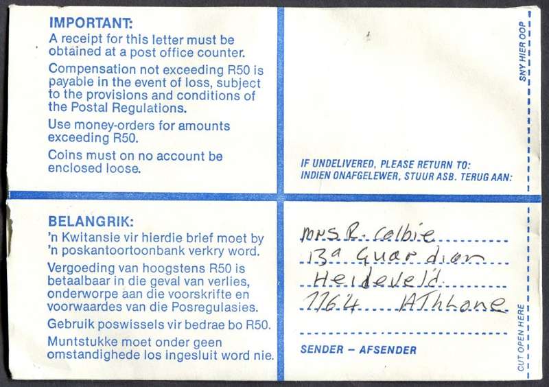 RSA - Cover Registered At Surwell Post Office