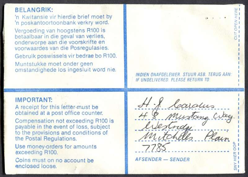RSA - Cover Registered At Surwell Post Office