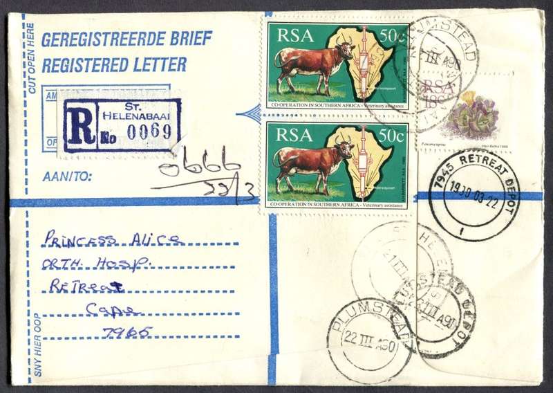 RSA - Cover Registered At St. Helenabaai Post Office